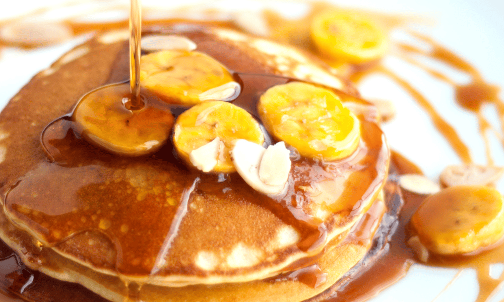 Pancakes with Banana and Syrup