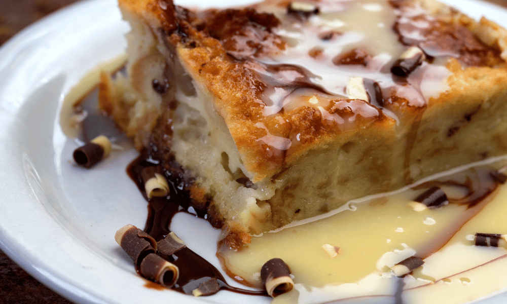 Serving Bread and Butter Pudding with Custard