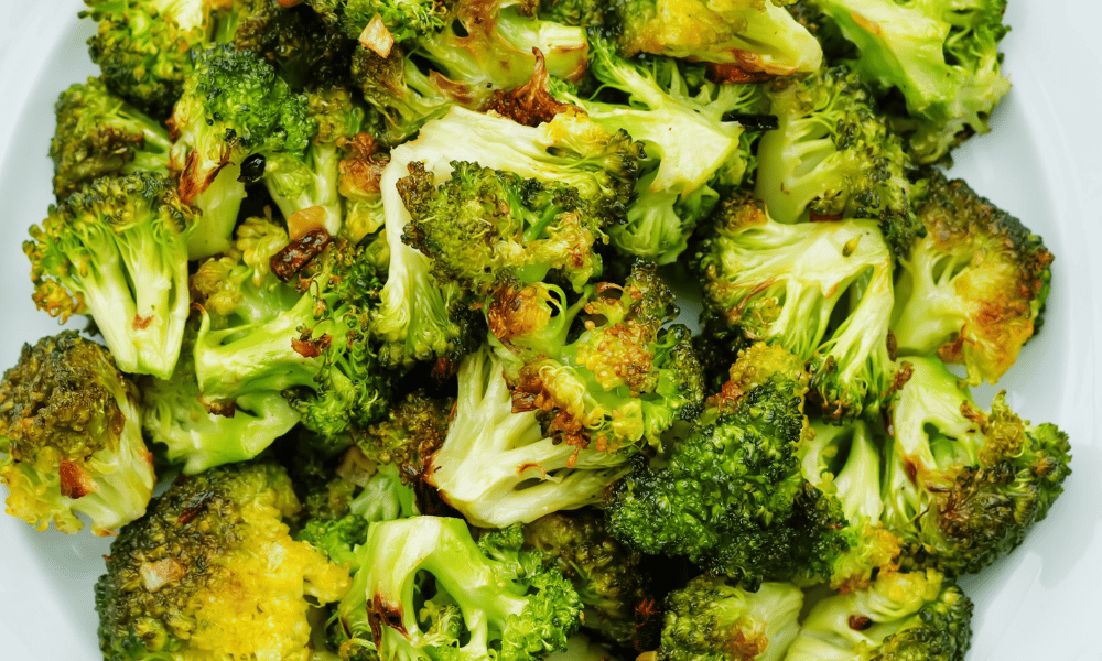 Roasted Broccoli on a White Plate