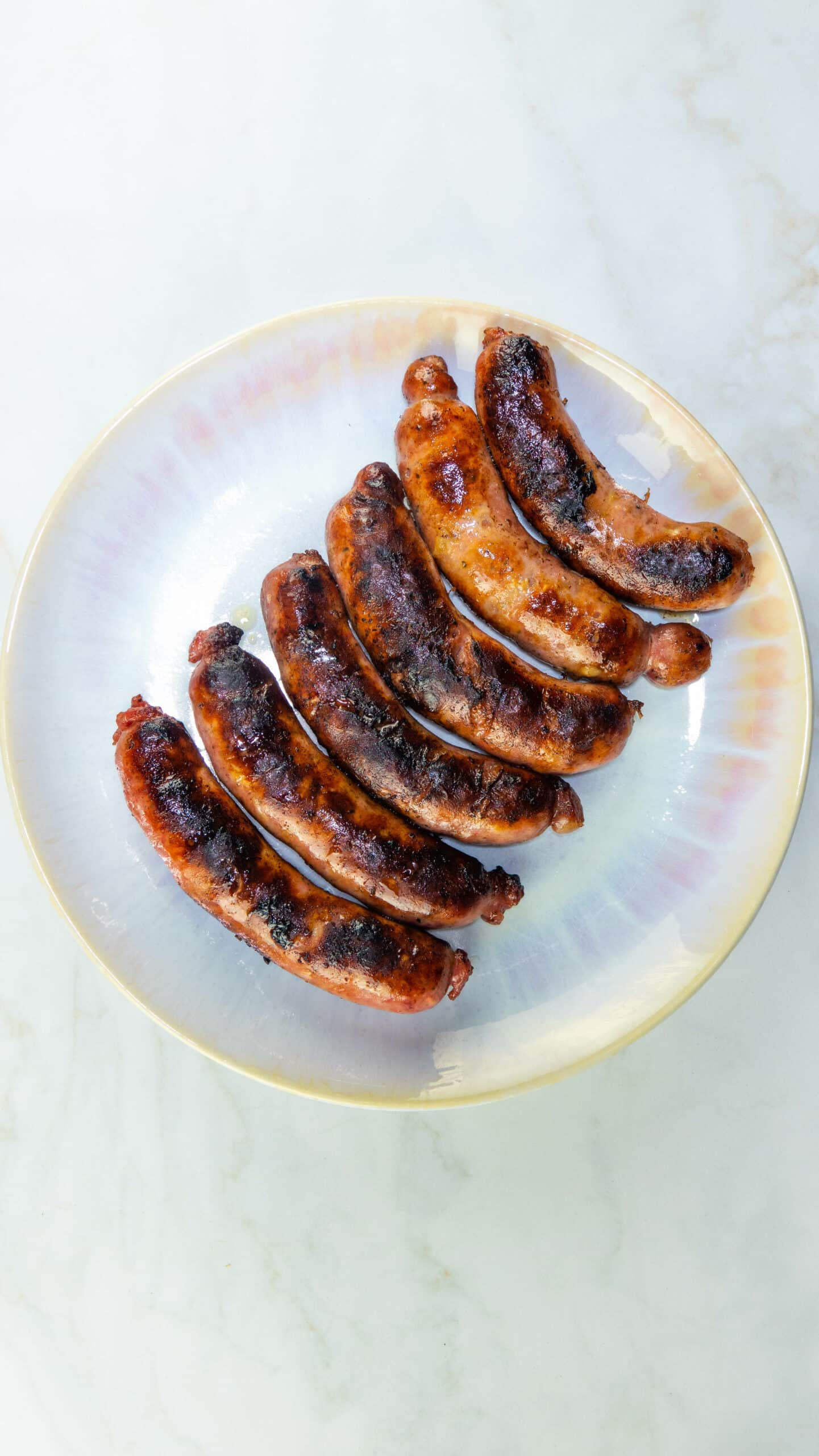 Plate of reheat sausages 