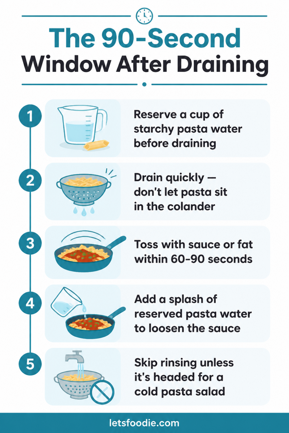 How to Cook Pasta Without It Sticking Together infographic