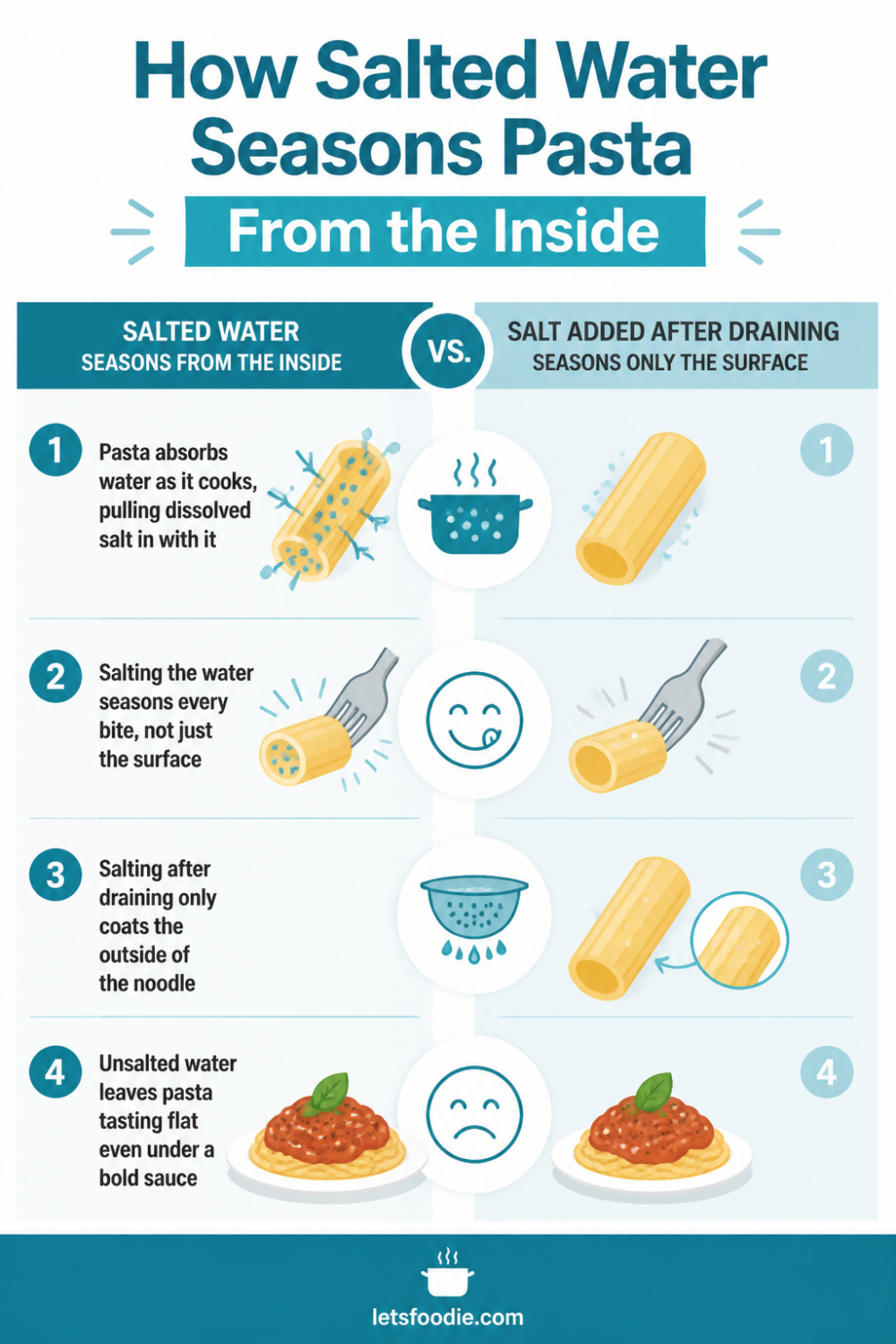 How Much Salt to Add to Pasta Water infographic