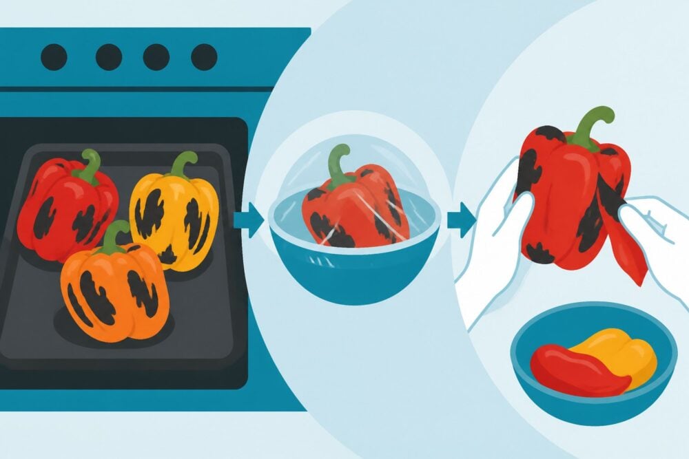 How to Roast Peppers and Peel Them Easily featured image