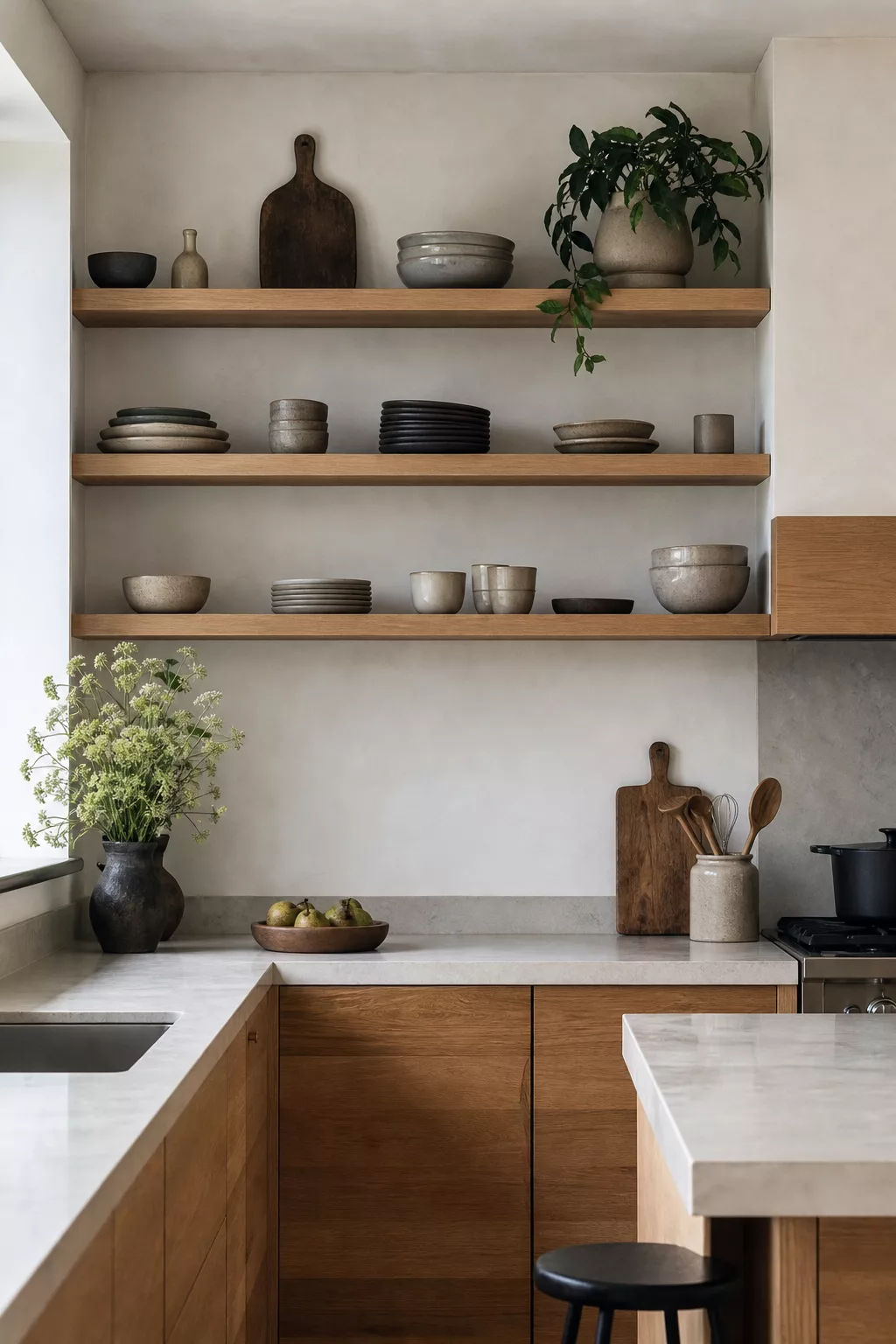 Open Shelving with Ceramics