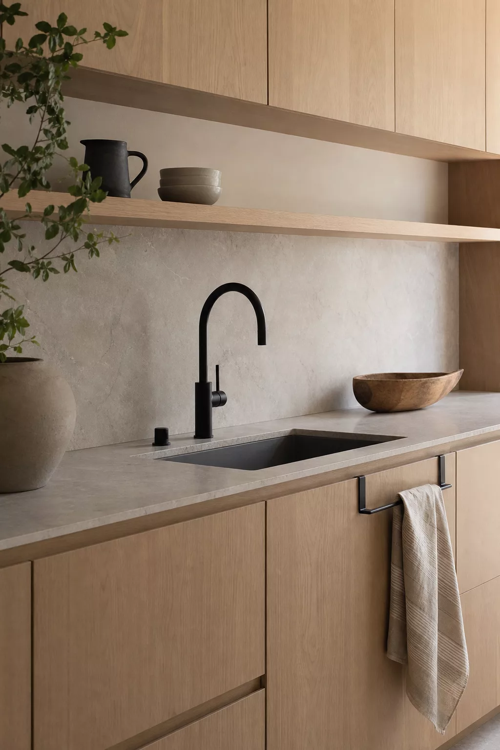 Matte Black Fixtures on Wood