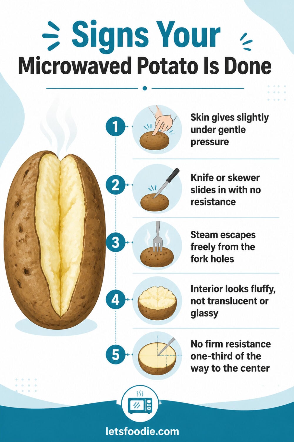 Microwave Cooking Times for Baked Potatoes by Size infographic