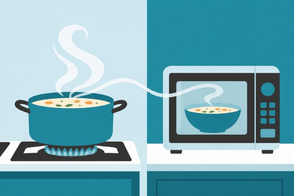 How to Reheat Soup on the Hob vs Microwave