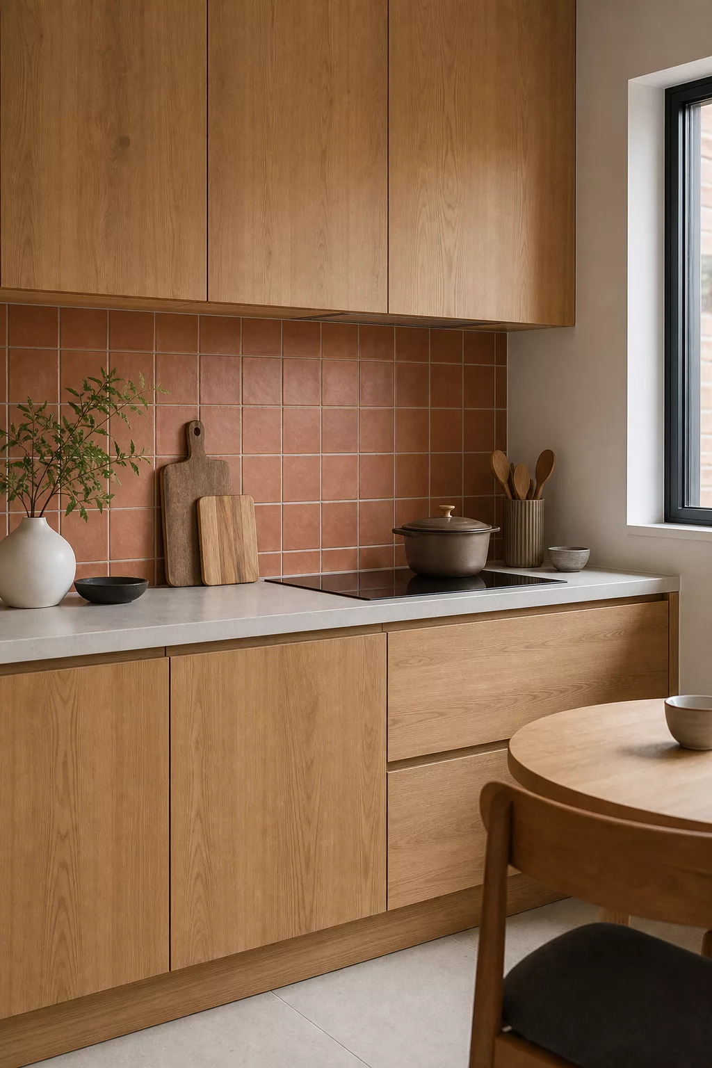 Terracotta and Wood Backsplash